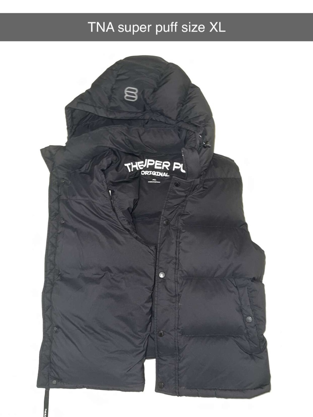 TNA Black Hooded Super Puff Vest